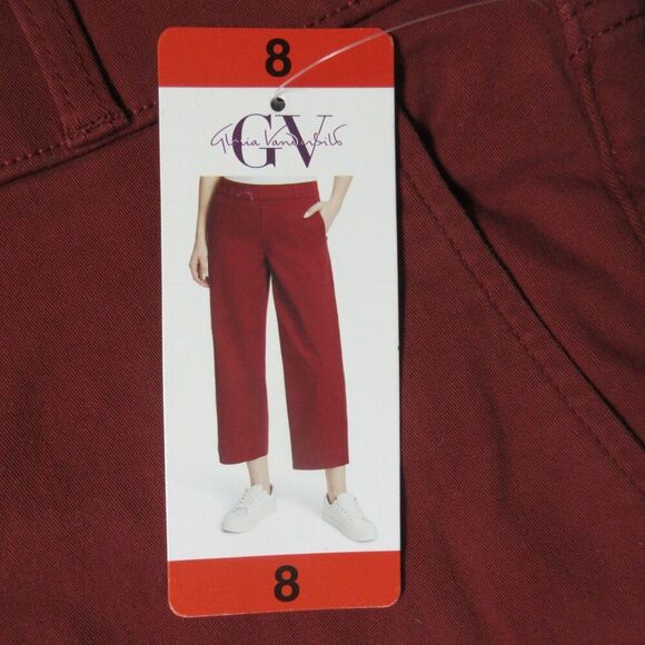 GLORIA VANDERBILT Wide Leg Tummy Control Crop Pants Sz 8 Red Rust Pull On NWT - Picture 1 of 12